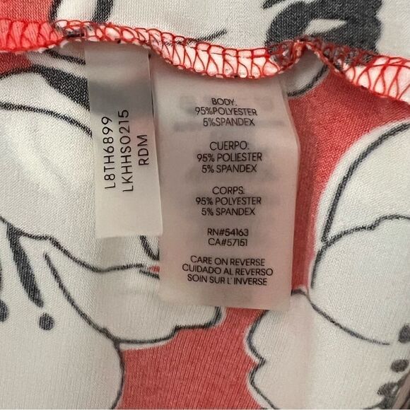 Karl Lagerfeld Short Sleeve Black Red White Floral Print Pleated Bow Front Top - Picture 4 of 5